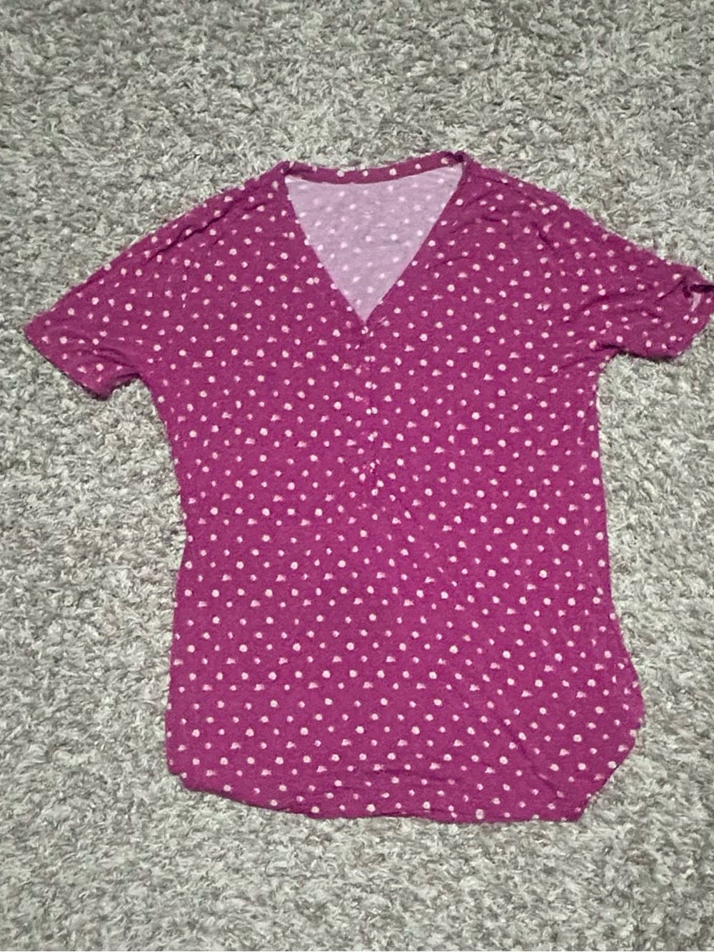 Posh Peanut Pink Short Sleeve V-Neck Polka Dot Top